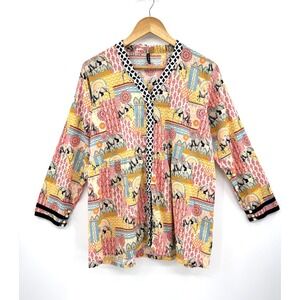 Beechtree Elephant Print Boho Tunic Top Women's Size 14